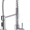 Kitchen Faucet with Pull Down Sprayer, Brushed Nickel Stainless Steel Faucet for 1 or 3 Hole, Single Handle Pull Out Spring Kitchen Sink Faucet for Laundry Utility Rv Wet Bar