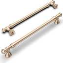 Amerdeco 10 Pack Brushed Brass Cabinet Pulls 6.3 Inch(160mm) Hole Center Cabinet Hardware Gold Kitchen Cabinet Handles for Bathroom Drawer Pulls Dresser Pulls ZH0014