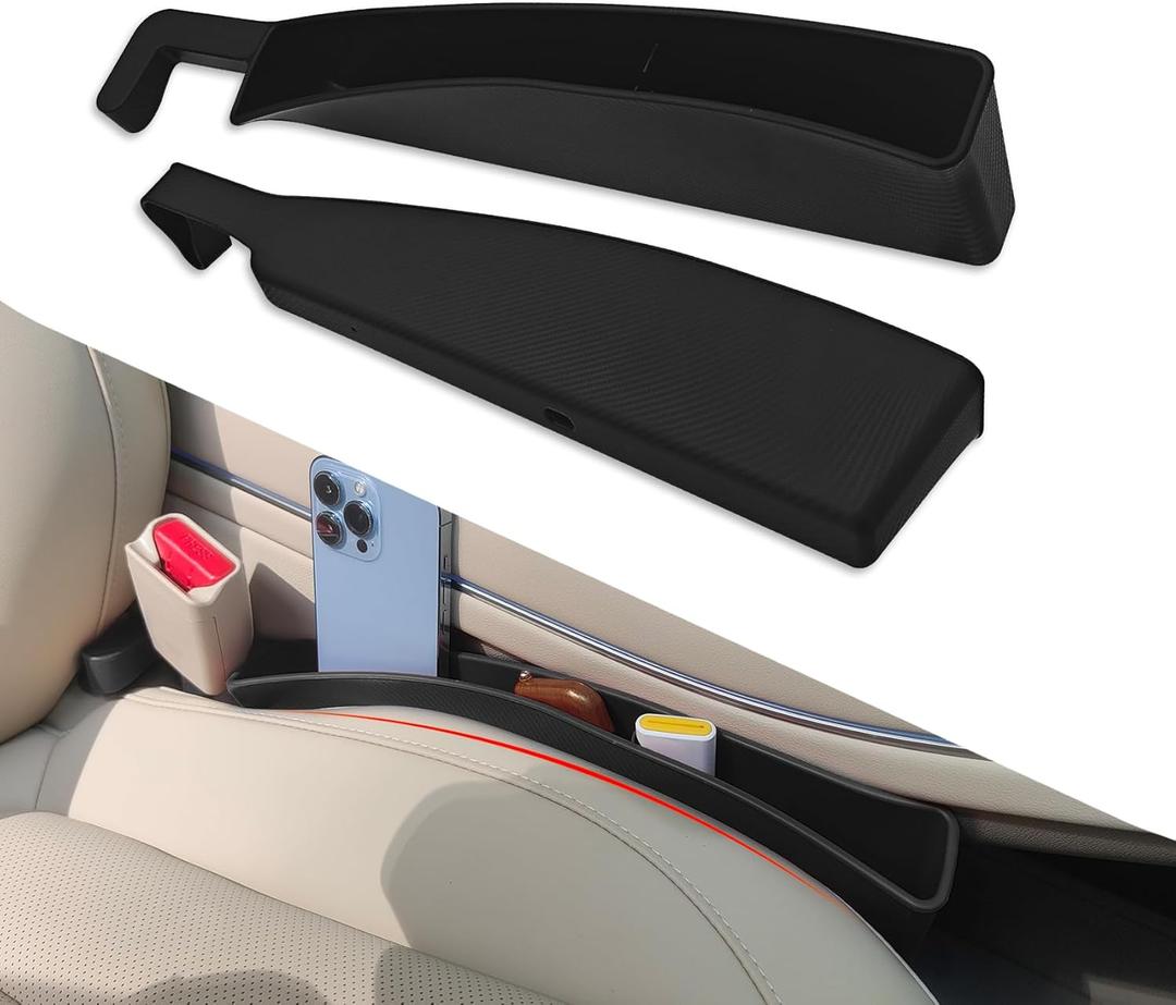 2PCS Car Seat Gap Filler, Car Seat Gap Organizer with Phone Holder, Black Multifunctional Seat Side Gap Filler Stop Things from Dropping, Universal Car Interior Accessories Fit Car SUV Truck