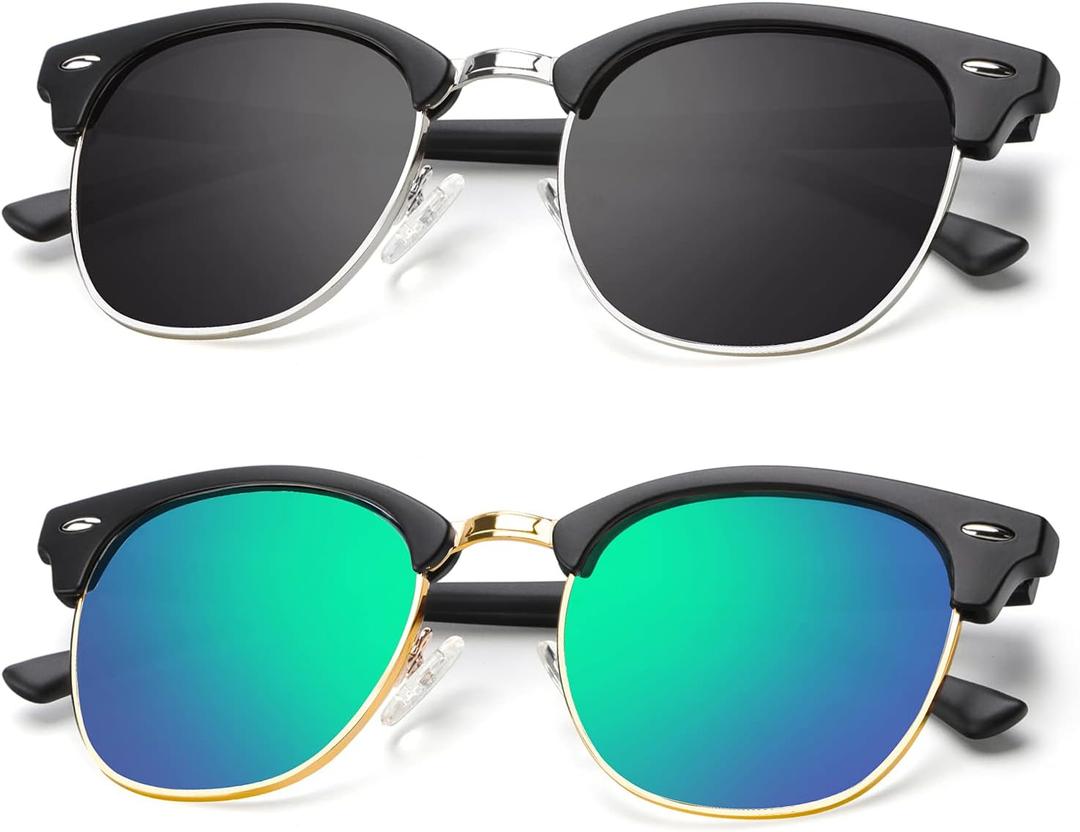 KALIYADI Polarized Sunglasses for Men and Women Semi-Rimless Frame Driving Sun glasses UV Blocking