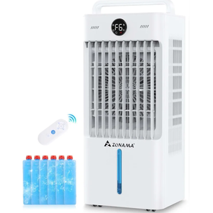 Swamp Cooler, 3-IN-1 Evaporative Air Cooler with Display & Remote, Windowless Portable Air Conditioners with Ice Cooling, 12H Timer, 6 Speeds, 60° Oscillation, Air Cooler Fan for Home Office