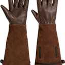 Aegend Women’s Garden Gloves, Long Elbow Cuff Adjustable Strap, Sun & Dirt Protection, Cowhide Leather, Breathable Comfortable for Gardening, Fit Small Hands for Gardeners (Brown, S)