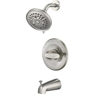 Bathtub Faucet Trim Kit Compatibe with 1300/1400 Series, 9-Setting High Pressure 5.5" Round Rain Shower Head& Handle Set, Brushed Nickel(Valve& Catridge Not Inclued)