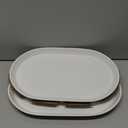 ONEMORE 16 Inch Ceramic Serving Plates for Entertaining, Set of 2 Large Oval Dinner Plates- Dishwasher Oven Safe Serving Tray for Food Meat Fish Parties- Porcelain Thanksgiving Turkey Platters - White