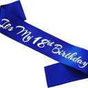 It's My 18th Birthday Sash, Royal Blue Birthday Sash for 18th Bday Party Supplies, Gifts for Girl or Boy Bday Party Favors