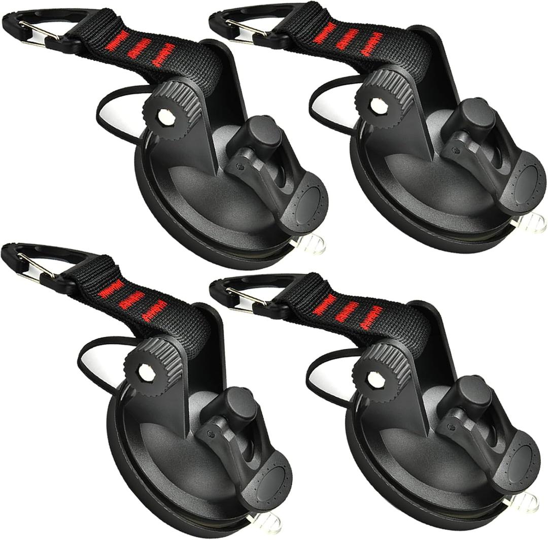 4PCS Heavy Duty Suction Cups Anchor with Hooks, Outdoor Strong Suction Camper Accessories for Camping Tarp Accessory Car Side Awning Trap Tie Down.