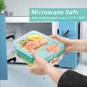 2 Pack Bento Box with Handle, 56Oz Leak-proof Lunch Container for Kids, 3 Compartments Salad Dressing Box with Sauce Cup, Meal Prep Container with 2 Removable Tray, Microwave&Dishwasher Safe