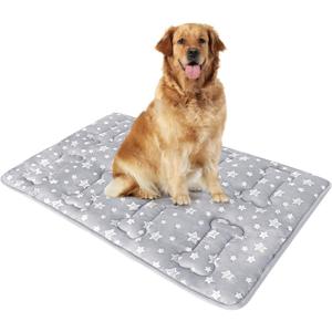 Dog Crate Mat (42" X 28"), Soft Dog Bed Mat with Cute Prints, Personalized Crate Pad, Anti-Slip Bottom, Machine Washable Kennel Pad (Grey)