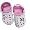 Childrens White Pink Clogs With Smile Design Girls Tie Dye Happy Face Slip On Size 5