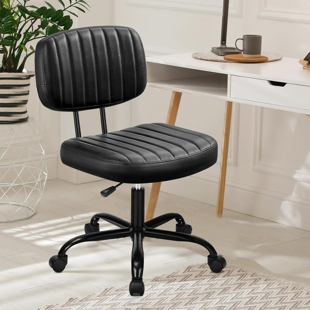 DUMOS Armless Office Desk Chair, Small Height Adjustable Computer Task Chair with Low Back Lumbar Support and 360 Swivel Rolling Wheels for Small Space, Kids and Adults, Dark Black DUMOS Armless Office Desk Chair, Small Height Adjustable Computer Task Chair with Low Back Lumbar Support and 360 Swivel Rolling Wheels for Small Space, Kids and Adults, Dark Black