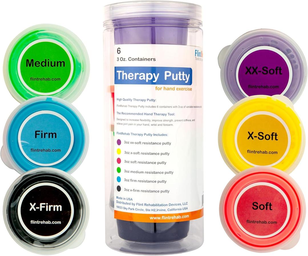 FlintRehab Quality Therapy Putty for Kids & Adults (6 Pack, 3-Oz Each) Thera Putty for Hand Therapy & Fidgeting | Exercise Hand Putty for Hand Strength | Helps Relieve Stress & Anxiety