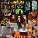 Mocsicka Halloween Magic Photography Backdrop Mid Century Vintage Witches Halloween Party Background Spooky Retro Witch Halloween Birthday Party Decorations Photo Booth Props (8x6ft)