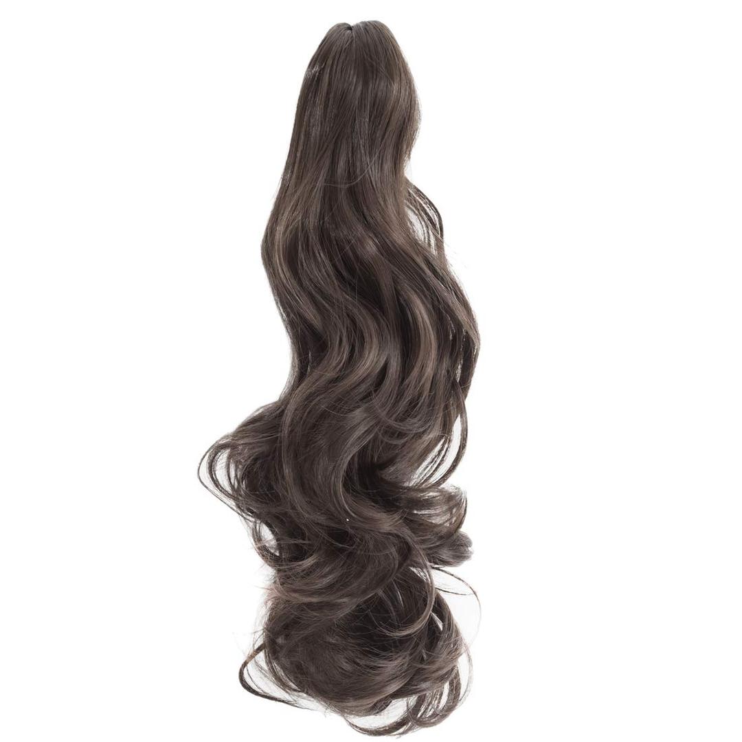 Claw Clip Ponytail 18" Clip in Wavy Ponytail Hair Extensions Long Pony Tails for Women Medium Brown Wave Hairpiece