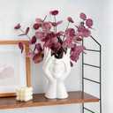 Fake Eucalyptus Stems, Artificial Silver Dollar Eucalyptus Leaves with 3 Branches, 6Pcs Purple Faux Greenery Plants Bouquet for Vase, Bathroom Farmhouse Decor