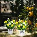 Nitial 6 Pcs Lemon Centerpiece for Tables 7.75 Inch Artificial Lemon Kitchen Decorations Mini Fake Fruit Potted Plant Spring Summer Farmhouse Decor for Indoor Outdoor Living Room Home