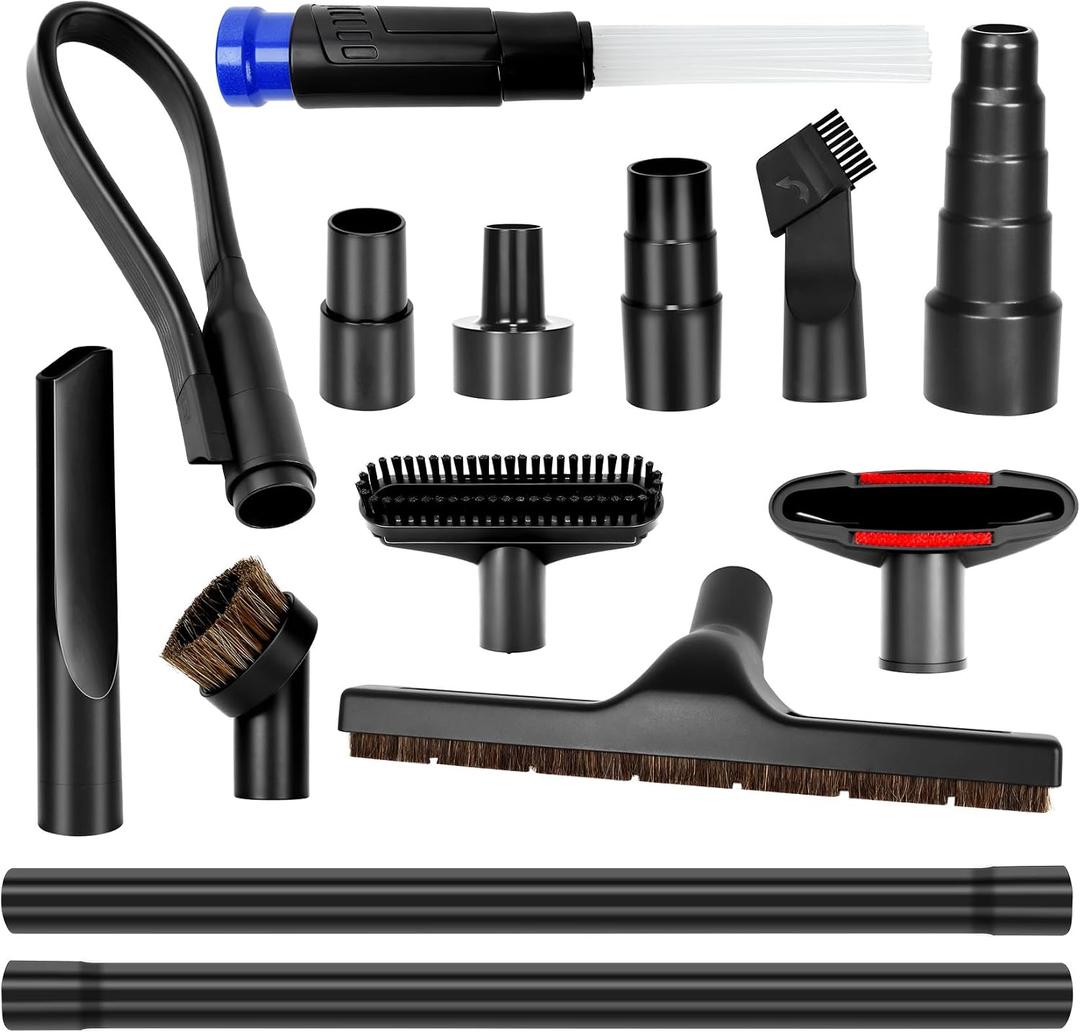 14pcs Universal Vacuum Attachment for Wet Dry Vac Attachments,Vacuum Accessories and Attachments with Shop Vac Extension Wand, Hose Adapter fit 2 1/2", 1 1/4",1 7/8"