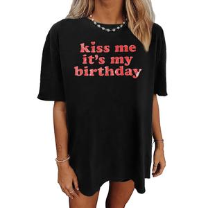 Happy Birthday Shirts for Women It's My Birth-Day Sequin Shirt Birthdays Girl T-Shirt Oversized Summer T Shirts (Black1,Small)