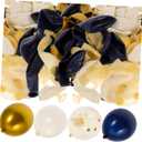 MERRYHAPY Confetti Latex Balloons Elegant Party Decorations Navy Blue White for Birthdays Weddings Celebrations Decorative Supplies Set