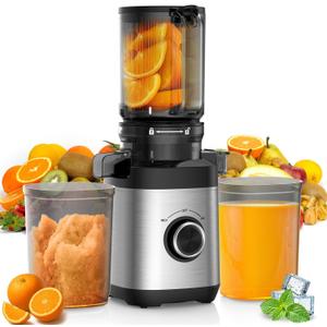 Juicer Machines, 100 Watts Cold Press Juicer with Wide Chute, Slow Masticating Juicers, High Juice Yield fit Whole Fruits & Vegetables, Easy to Clean