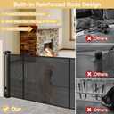 Reinforced 28" Tall Dog Gate 80" Wide Retractable Baby Gate, Easy Step Over Pet Gate Indoor Outdoor Retractable Gate with Support Rods, Short Baby Gate Stair Gate, Puppy Gates for The House, Black
