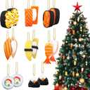 16 Pcs Sushi Ornaments for Christmas Tree Japanese Food Hanging Decorations with Rope Funny Plastic Sushi Ornaments Decor for Christmas Tree Xmas Party Nigiri Warship Roll