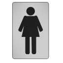 Toilet Sign - 7.5" x 3.5" - High Strength Self Adhesive - Metallic Silver Finish (Ladies)