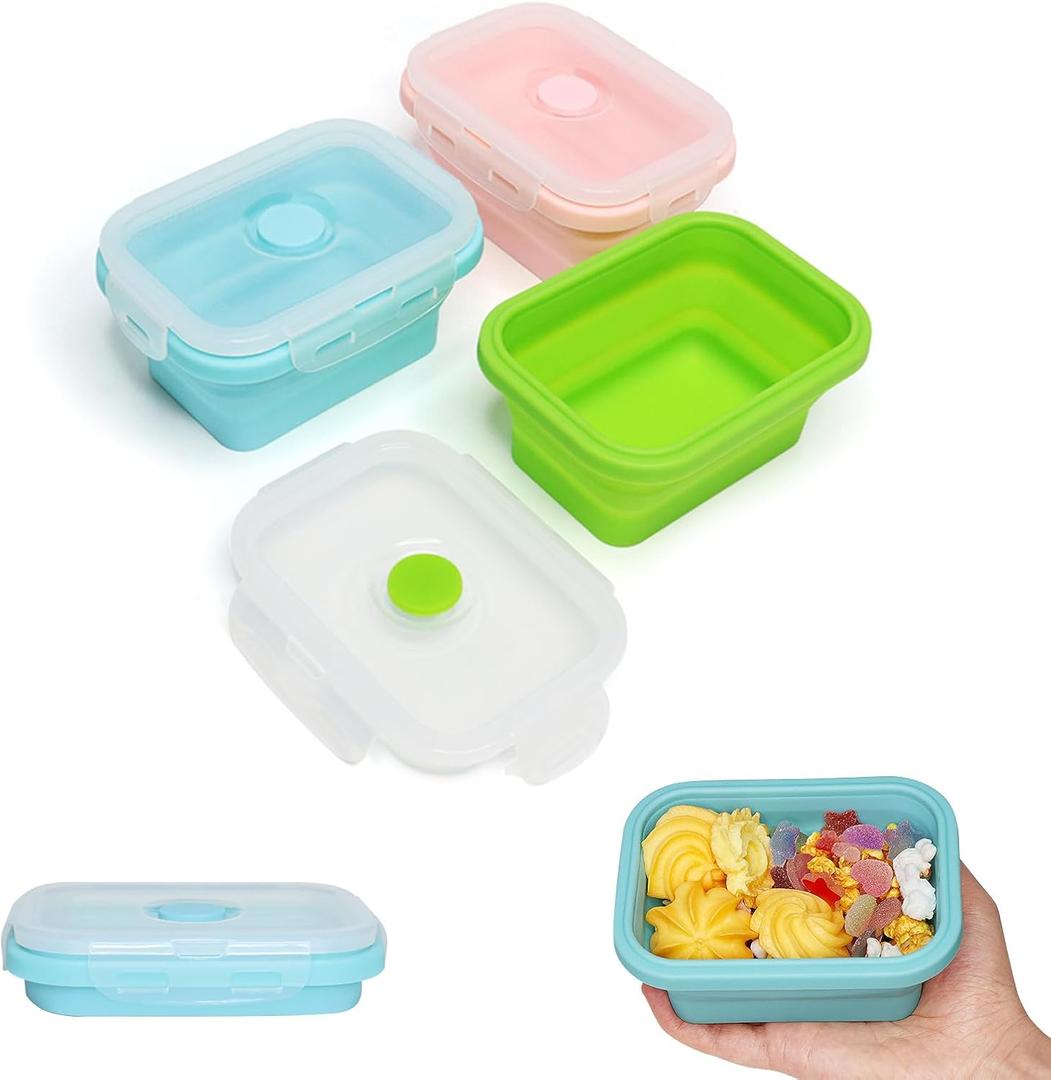 Alimat PluS 11.8oz Small Silicone Collapsible Food Storage Containers With Lids, 3 Pack Set 350ml Collapsible Food Storage Containers with Lids, Travel Food Containers for Outdoor and Kitchen