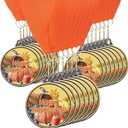 Happy Thanksgiving Medals Bulk with Neck Ribbons, 2 Inch Autumn Harvest Pumpkin Trophies for Thanksgiving Family Games, Contests, Fall Holiday Party Prizes