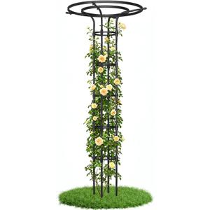 Garden Trellis for Climbing Plants Outdoor,84.6" Tall Umbrella Trellis,Height Adjustable Mushroom Top with Heavy Duty Twisted PE-Coated Metal Pipe for Potted Plants Vines Rose Clematis Vegetables
