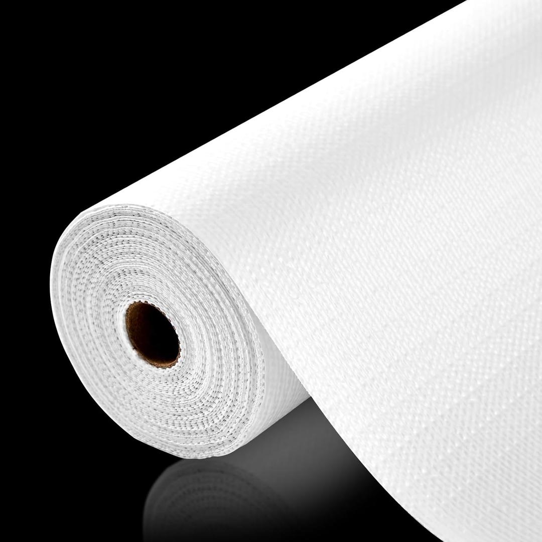 Drawer and Shelf Liner, Non-Slip Kitchen Cabinet Liners Non-Adhesive Thick Strong Grip Waterproof Washable Mats Protect Dresser Shelves Cupboard Bathroom Cabinets, White, 24 in X 30 FT