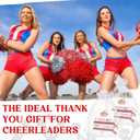 12 Pack Cheer Gifts Cheerleader Girl Hair Ties Bracelets with Organza Bags Elastic Glitter Bands Cheerleading Team Spirit Accessories Cheer Ponytail Holder for Girls Women Christmas Favor(Red)