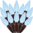 140 Cool White Strawberry One-Piece LED Christmas Lights, Pack of 2 Strands 70 Count 36 ft, High Waterproof UL Certified C6 Outdoor String Lights (Cool White - Brown Cord)