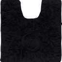 Home Weavers Bell Flower Collection 100% Cotton Tufted Bath Rugs, Extra Soft and Absorbent Bath Rugs, Non-Slip Bath Mats, Machine Washable, Bath Mats for Bathroom Floor and Tub, 20"x20" Contour, Black