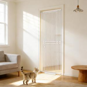 78.74" Extra Tall Cat Gate for Doorway, Wide Adjustable 27.56"-32.28" No Drilling Pet Proof Safety Door Gate, Pressure Mount Full Dog Barrier for Stairs Kitchen House-White