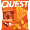 Quest Nutrition Nacho Cheese Tortilla Style Protein Chips, 18g Protein, 4g Net Carb, Low Carb, Gluten Free, 1.1 oz (Pack of 12) (EXP 11/02/26)