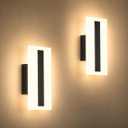 Modern Dimmable LED Wall Sconces Set of 2, 7W Black Wall Lights 3000K Warm White, Hardwired Indoor Wall Sconce with Acrylic Shade Wall Mount Light Fixtures for Bedroom, Hallway, Stairway, Living Room Black-Warm White-Dimmable, 2 Pack