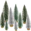 Yahpetes Christmas Trees 15 Pcs Artificial Bottle Brush Tabletop Trees Christmas Table Decorations for Xmas Holiday Party Decor (Silver,Green,Dark Green 15Pcs)