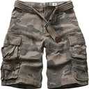 GSGGIG Cargo Short for Men Relaxed Fit Camo Outdoor Hiking Work Cotton Casual Shorts with 9 Pockets No Belt 36