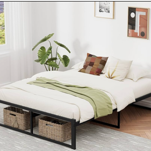 Anyelse Queen Bed Frame, 14 Inch High Heavy Duty Metal Platform Bed Frame Full Size No Box Spring Needed, Large Under Bed Storage Space, Anti-Slip, Noise-Free (Max Load: 1200lb)