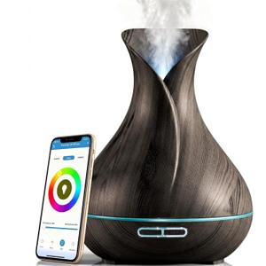 Sierra Modern Home Smart WiFi Humidifier - Aromatherapy Essential Oil Diffusers with App Control & Voice Control - Works with Alexa & Google Home - 400ml Ultrasonic Diffuser & Humidifier - Dark Brown