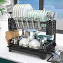 B-Land Dish Drying Rack: 2 Tier Dish Racks for Kitchen Counter and Sink - Large Dish Drying Rack with Drainboard & Utensil Holders - Stainless Steel Dish Drainers Kitchen Organization and Storage