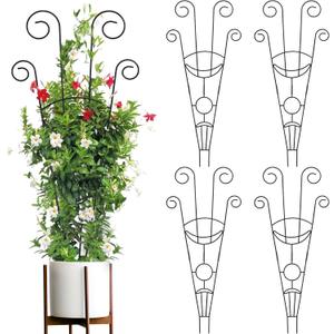 ZOUTOG Trellis for Climbing Plants Indoor 4 Pack 30 Inch,Rustproof Metal Garden Trellis for Potted Plants,Sturdy Houseplant Support Indoor Outdoor for Ivy Pothos Monstera Hoya Flower Vine (Black Moon)