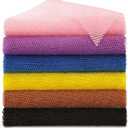 BHYTAKI 6 Pieces African Net Sponge African Exfoliating Net Long African Bath Sponge Washcloth Shower Net African Body Scrubber Net for Skin Smoother Daily Use (Pink, Yellow, Purple, Black, Blue, Brown), Pack of 6