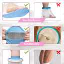 Waterproof Foot Cover for Shower Adult, Foot Cast Covers with Non-Slip Padding Bottom, Watertight Ankle Foot Cast Protector for Surgery Bandage Dressing Wound, Reusable