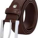 Falari Men Genuine Leather Casual Dress Belt With Single Prong Buckle, Classic Style Belt (44 (waist 42), Dark Brown)