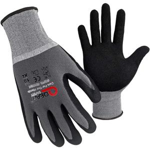 3 Pairs Work Safety Gloves, General Purpose, Sandy Foam Nitrile Rubber Palm Coated Breathable, Anti-Hand-Fatigue, Medium