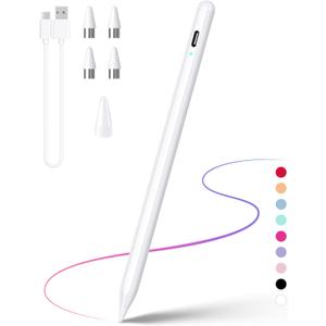 Stylus Pen, Active Stylus Pen Compatible for iOS and Android Touchscreens/Phones, Rechargeable Stylus Pen with Dual Touch Screen, Stylus Pencil for A-pple/Android/Tablet, 16.5CM,White