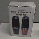 Gravity Electric Salt and Pepper Grinder Set, Battery Operated, Automatic Salt and Pepper Mills with Blue Light(Black, 2pcs/Pack), Adjustable Coarseness,One Handed Operation,Cleaning Brush