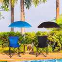 2 Pack Beach Chair with Umbrella Folding Camping Beach Chairs with Canopy Portable Chairs with Cup Holder Carrying Bag for Camping Hiking Travel Picnic Outdoor Events(Black and Blue)