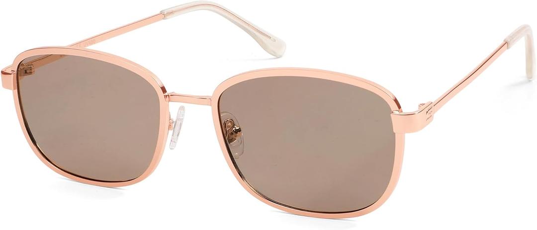 SOJOS Retro Rectangle Polarized Sunglasses Women Men Vintage 90s Style Rectangular Frame Womens Mens Sun Glasses SJ1225 (Rose Gold/Light Brown)